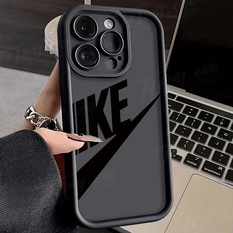 Luxury Matte Phone Case for iPhone 14 15 Pro Max 13 12 11 X XS XR 7 8 Plus SE 2020 Sport Labels Shockproof Soft Silicone Cover