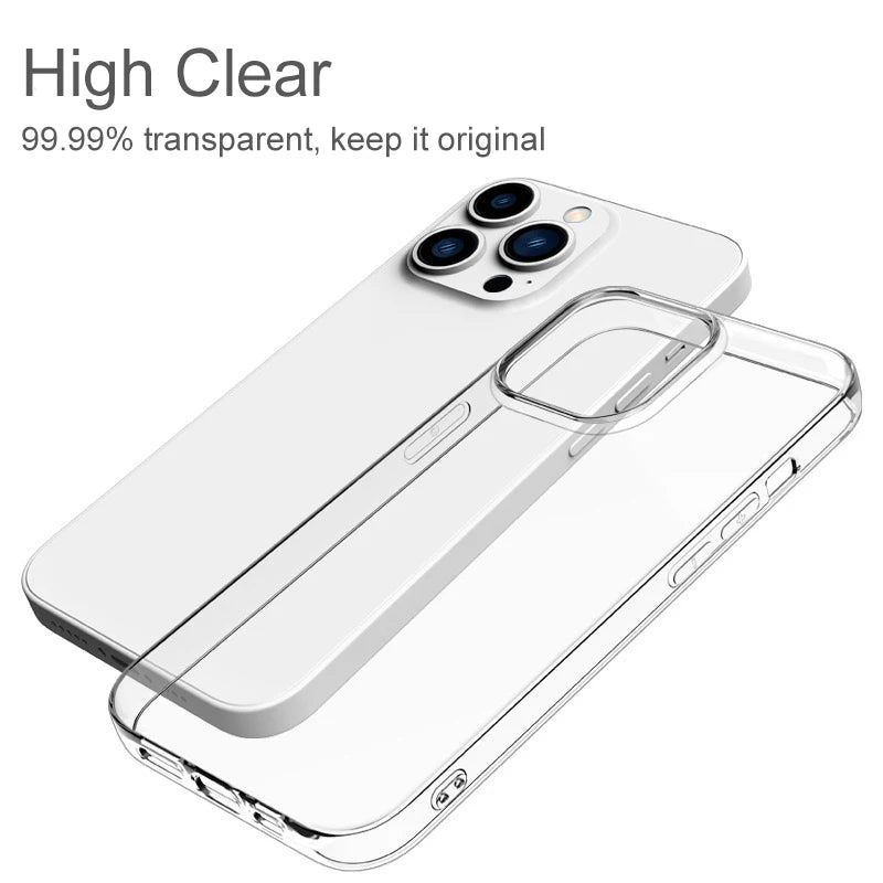 Ultra Thin Clear Silicone Case For iPhone 15 14 13